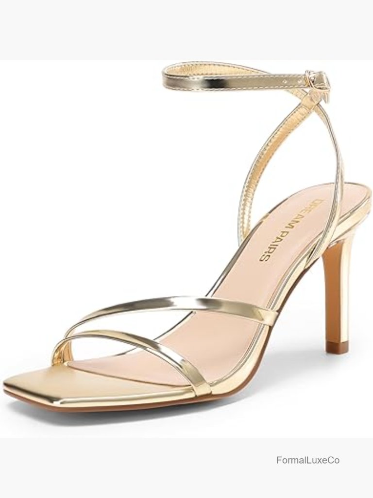 Women's Stiletto Heels Square Toe Ankle Strap Pumps Dress Sandals